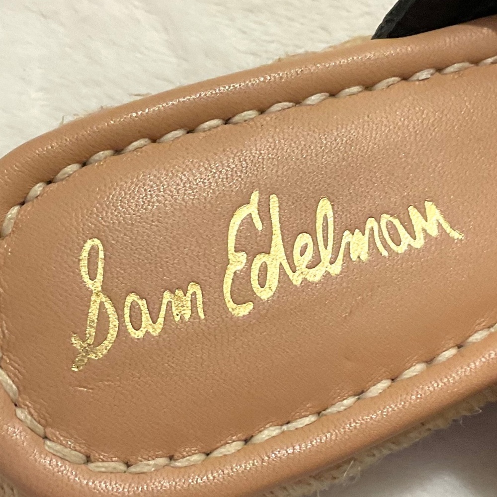 Sam Edelman Black Austin Espadrille Closed Toe Sandal Tumbled Leather 7.5M - Picture 13 of 14